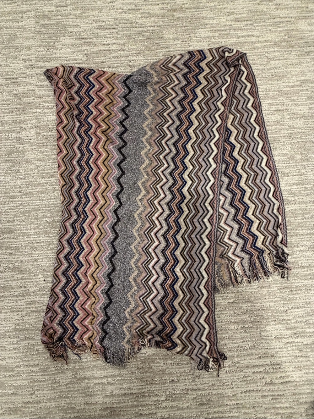 Missoni Zigzag Knit Wrap in Pink, Blue, Gold and Gray